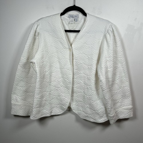 Giacca letto Christian Dior vintage trapuntata cotone bianco grande Saks Fifth Avenue