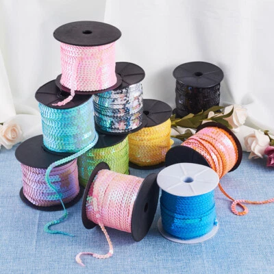 100 Yards 6mm Flat Sequin Strip Paillette Trim Spool String Crafts Accessories - Image 1 of 4
