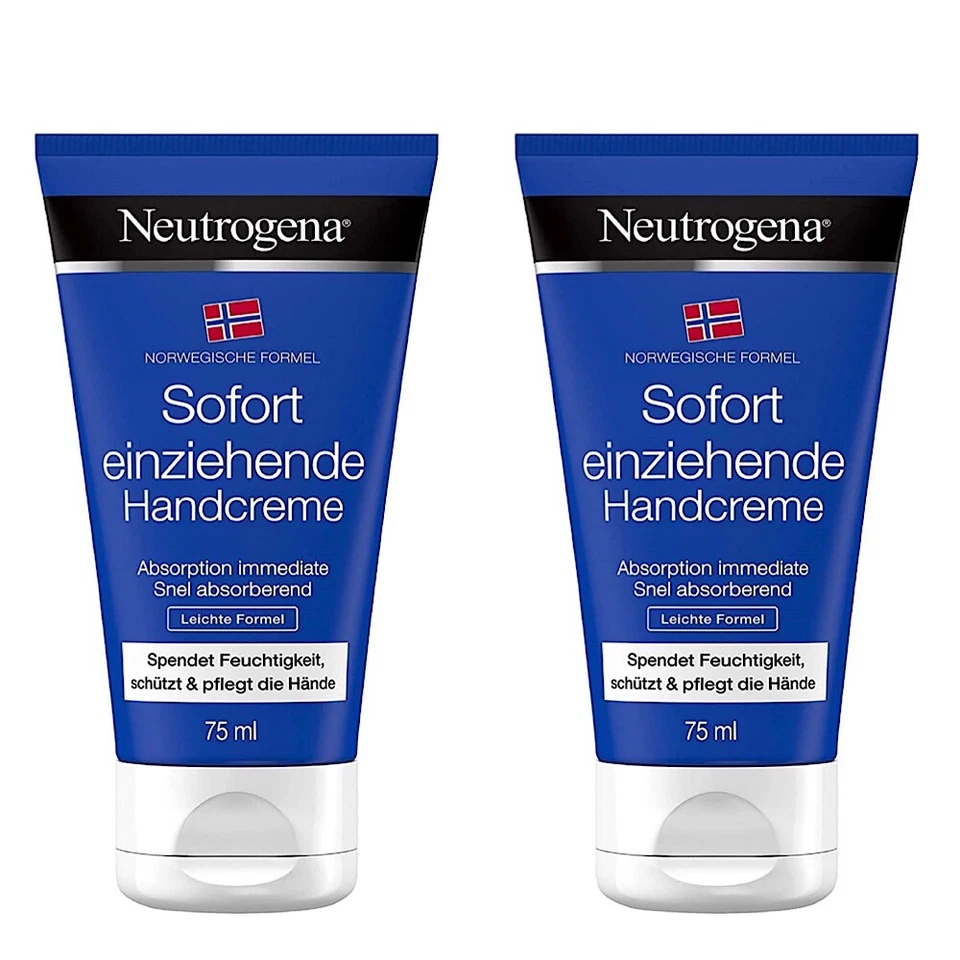 ✅ Neutrogena Sofort einziehende Handcreme spendet Feuchtigkeit pflegt 2x 75ml ✅