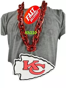 NFL Kansas City Chiefs 3D Fan Chain Necklace Foam- Red Chain - Picture 1 of 4
