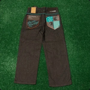 Vintage Y2K Rocawear Hip Hop Baggy Skater Grunge Jeans VTG Youth Size 7 New Tags - Picture 1 of 4