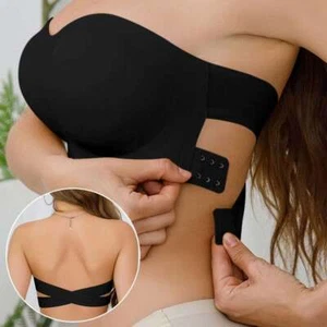 Reggiseno donna imbottito intimo basic elasticizzato senza spalline incrociato schiena tubino fascia superiore - Foto 1 di 15