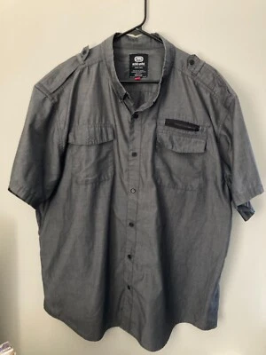 Camisa vintage Marc Ecko Unltd manga corta abotonada para hombre 3xl XXXL gris carbón Foto 1 de 3