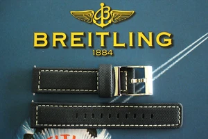 22MM BLACK WATERPROOF DIVERS BUCKLE WATCH BAND WATCHBAND STRAP FOR BREITLING WHT - Picture 1 of 3