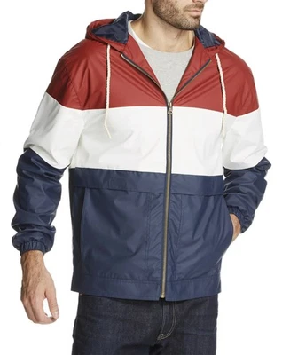 Weatherproof Vintage Mens Colorblock Hooded Rain Jacket XXXL 3XL Red/White/Navy - Image 1 of 4
