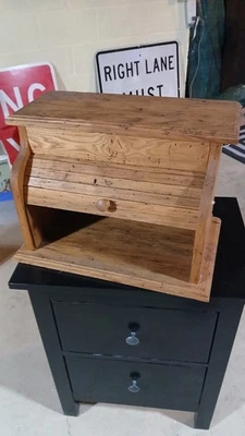Vintage Wooden Roll Top Bread Box Rustic Country Cottagecore Farmhouse 11x12x18 - Image 1 of 4