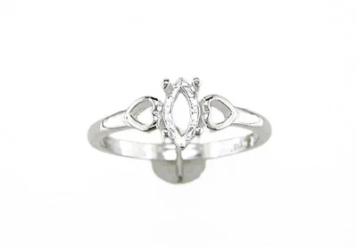 Anillo de vástago de corazón con montura de marquesa 6X3 10X5 de plata de ley pre-muescado talla 7 Foto 1 de 3