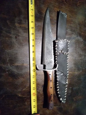 Заказ ручной работы в США деревянный с ручкой Bowie нож с кожаными ножнами - Изображение 1 из 4