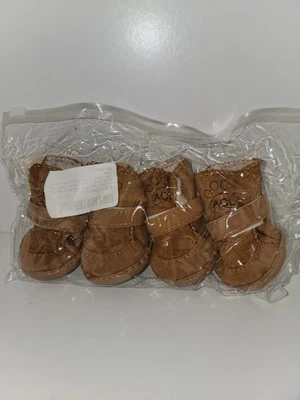 ACL Marrón Perro Botas Zapatos Talla 4 Imitación Gamuza/Imitación Forradas Sherpa Foto 1 de 4