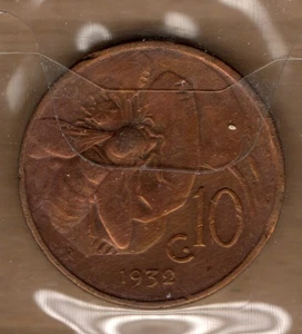 A303: Moneta Coin Regno d'Italia - Vittorio Emanuele III: 10 Centesimi Ape 1932 - Picture 1 of 1
