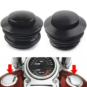 Tapa de depósito emergente izquierda+R rosca al ras tapa de depósito ventilada para Harley negro - Imagen 1 de 7