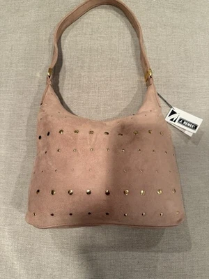 Bolso Hobo J. Renee Bronceado Imitación Gamuza Cartera con Tachuelas Tono Dorado Nuevo con Etiquetas Foto 1 de 4
