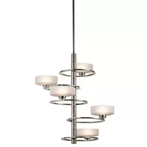 Elstead Aleeka 5 Light Chandelier Metal and Glass Silver 3W Dimmable LED - Picture 1 of 6