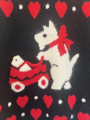 Suéter Charter Club de Colección Perro Scottie con Bolsillo Cochecito de Bebé Cachorro L Lana Bl Foto 1 de 4