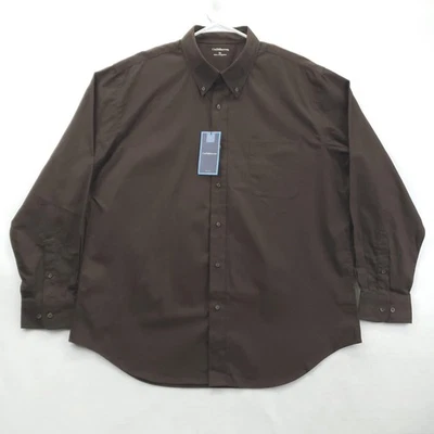 全新 Croft & Barrow 衬衫 男式 XL 棕色纽扣长袖口袋纯色 — 第 1/4 张图片