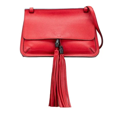 Gucci Bamboo Fringe Tassel Crossbody Shoulder Bag 370826 Red Leather Women'S Use - Image 1 of 4