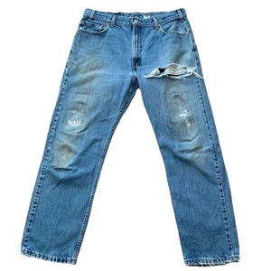 Men’s Levi's 505 Jeans 34x28 Blue Straight Leg WPL 423 Denim USA Distressed - Picture 1 of 10