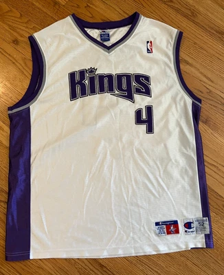 Camiseta de basquete branca vintage anos 90 Champion Sacramento Kings Chris Webber #4 NBA 2X - Imagem 1 de 4