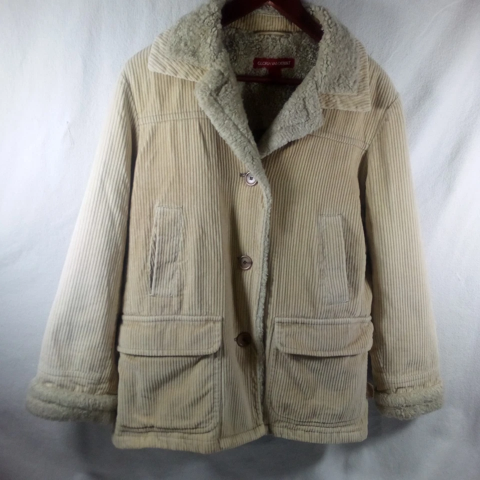 Chaqueta De Colección Y2K Ancha Pana de Ballena Oveja Tareas M Gloria Vanderbilt Tostado Foto 1 de 4