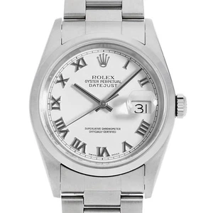 ROLEX Datejust 16200 White Roman 3 row oyster bracelet K Number second hand mens - Picture 1 of 9
