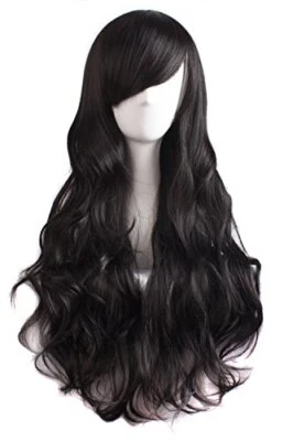 Long Wavy Headband Wigs for Women Long Curly Glueless Synthetic Wig Heat Black - Image 1 of 3