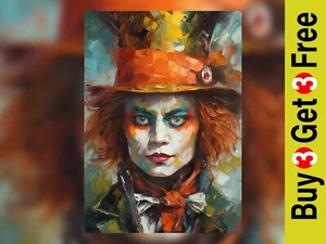 The Enigmatic Mad Hatter - Captivating Oil Painting Print 5" x 7"