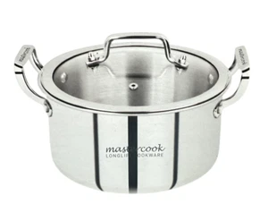 Platinum Triply Stainless Steel Saucepots with Vented Glass Lid, Induction Base - Picture 1 of 6