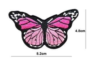 PINK BUTTERFLY TWO COLORS EMBROIDERED IRON OR SEW ON PATCH APPLIQUE BADGE LOGO. - Picture 1 of 2
