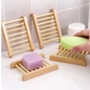 Bamboo Soap Dish Natural Wooden Plate Box Tray Holder Storage Soap Rack