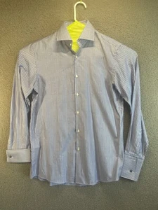 Hugo Boss Dress Shirt Men's 15.5 32/33 Purple Striped Sharp Fit Long Sleeve - Picture 1 of 7