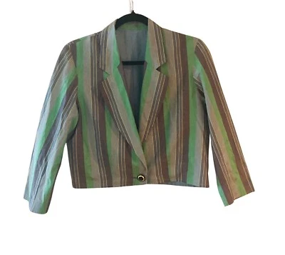 BLAZER RECORTADO VINTAGE VERDE Y AZUL TALLA M NUEVO CON ETIQUETAS Foto 1 de 4