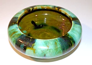 Vintage Brush McCoy Art Pottery Green ONYX Pattern Low #1 Planter Bowl 6" - Picture 1 of 6