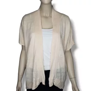 Eileen Fisher Organic Linen Cardigan Womens Medium Orange Elbow Sleeve - Picture 1 of 7