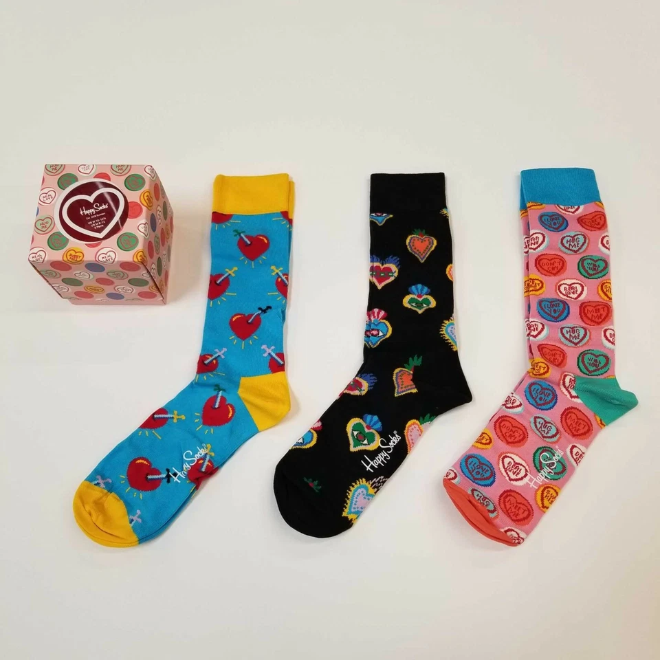 Meias unissex Happy "I LOVE YOU" CAIXA 3 pares multicoloridas, (XLOV080100), tamanho P - M - Imagem 1 de 1