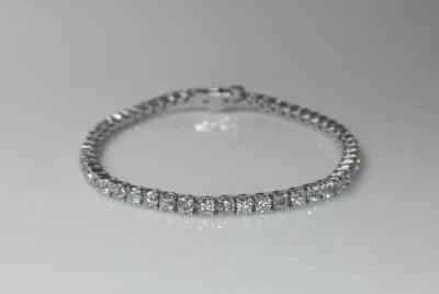 Round Cut GH-SI Natural Diamond GIA Verify Tennis Bracelet 14Kt White Gold - Image 1 of 4