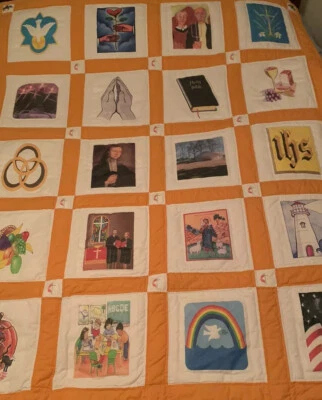 Edredón Patchwork Hinchado Iglesia Religiosa Amor Biblia Oración 58 X 70 Amarillo Foto 1 de 4