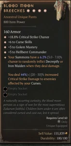 Blood Moon Breeches 4GA Diablo 4 ETERNAL REALM NON-SEASON SC D4 PS5 Xbox - Picture 1 of 1