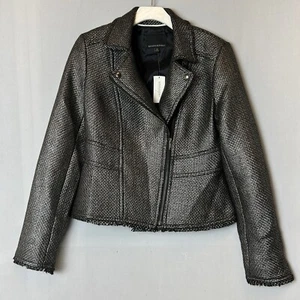 Banana Republic Metallic Tweed Jacquard Blazer Jacket Women’s Size 10 Motorcycle - Picture 1 of 18