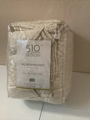 510 Design beige 3 pc king bedspread set quilted - Image 1 of 3