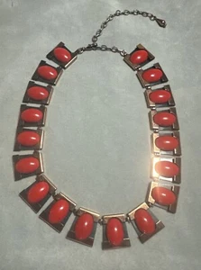 Matisse Renoir Red "Caravan" Copper Enamel Panel Necklace 18” Modernist - Picture 1 of 7
