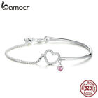 BAMOER Solid 925 Sterling Silver Bracelet The heart of women With CZ For Jewelry