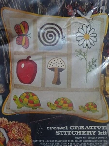 Coats & Clark Crewel Creative Stitchery Kit ECOLOGY SAMP Pillow Turtles Mushroom - Picture 1 of 4