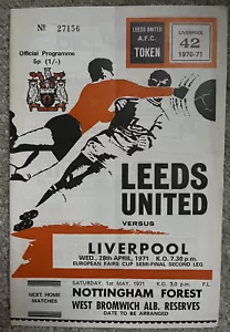 More details for leeds united v liverpool fairs cup semi final 28th april 1971