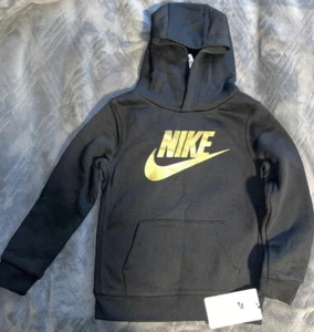 Nike Boys Youth Pullover Hoodie Black Gold Size 4T - Picture 1 of 6