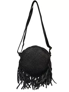 Sac Femmes Cuir Franges Vintage Tressè Tissè Tressèe Paul.hide Virgo Noir - Picture 1 of 4