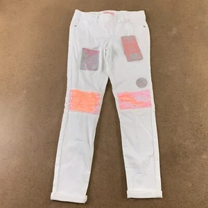 SQUEEZE Girls Size 12 White Pink Flip Sequin Stretch Pull On Jeggings NWT *Flaw - Picture 1 of 6
