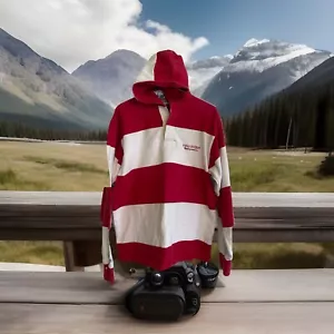 Vintage Rugby Wear Mens M Barbarian Long Sleeve Hooded Shirt Field HockeyStripes - Picture 1 of 15