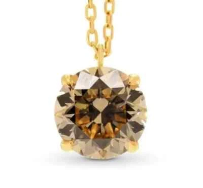 Colgante solitario de diamantes tratados con champán de 4,50 quilates certificado en plata 925 Foto 1 de 4