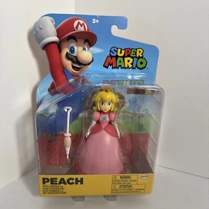 Super Mario Bros Princess Peach w/ Umbrella JAKKS Pacific 4" World Of Nintendo - Picture 1 of 5