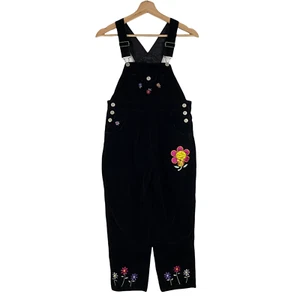 GIRLS VINTAGE 1998 LOONEY TUNES BLACK VELVET TWEETY BIRD BIB OVERALLS SIZE 10/12 - Picture 1 of 12